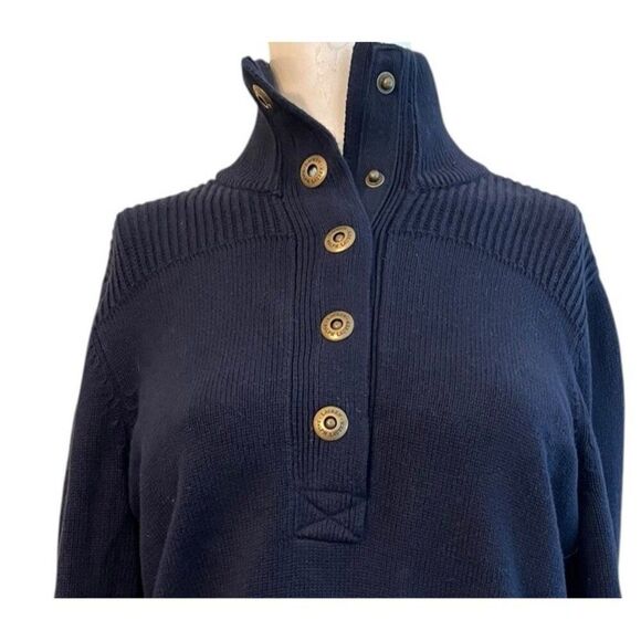 Lauren Ralph Lauren Sweater Womens Medium Navy Blue Snap Button Pullover - Picture 5 of 5